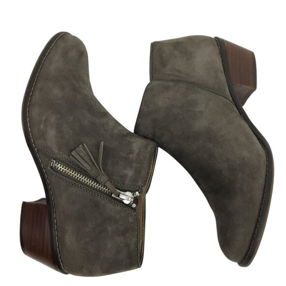Vionic Serena Womens 7 Suede Ankle Booties Gray Side Zipper - Picture 4 of 13